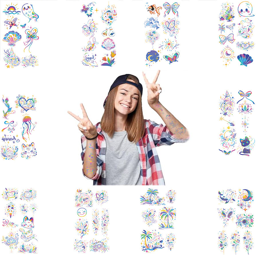 Wholesale  10pcs/pack new cartoon ins color lines tattoo stickers waterproof party gifts funny fun stickers